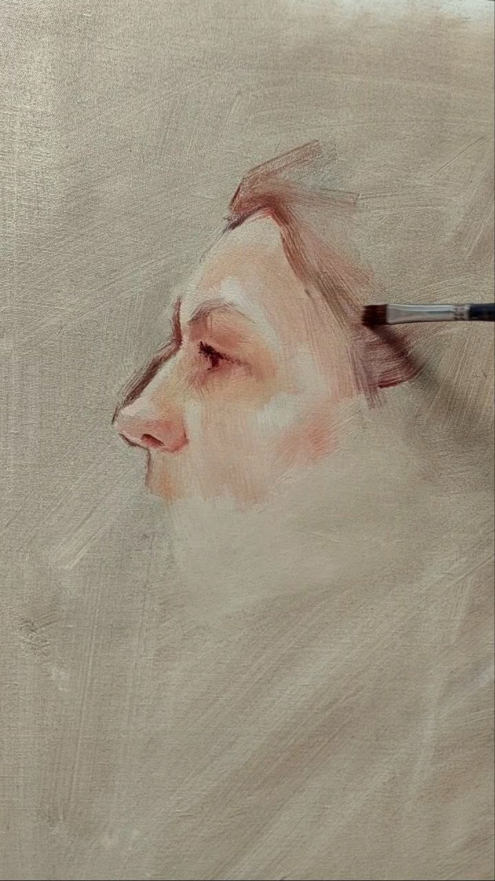 Portrait painting process — stage 1