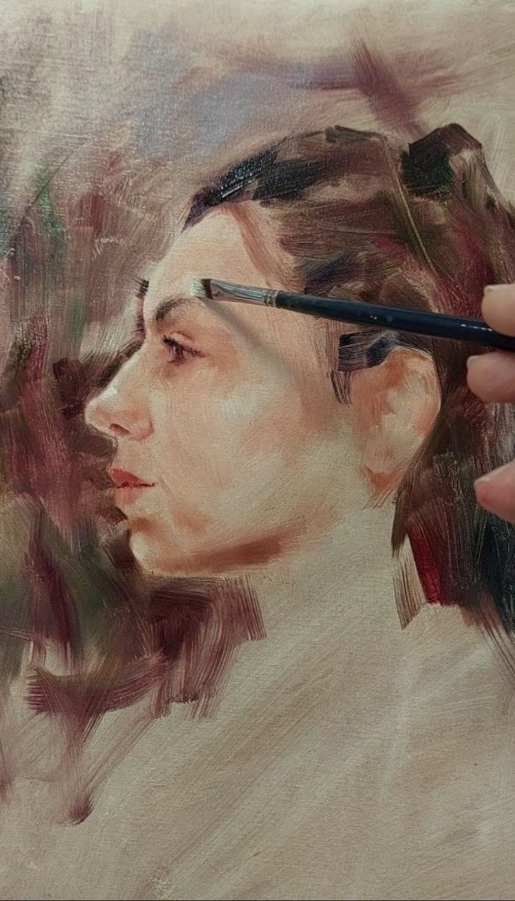 Portrait painting process — stage 2